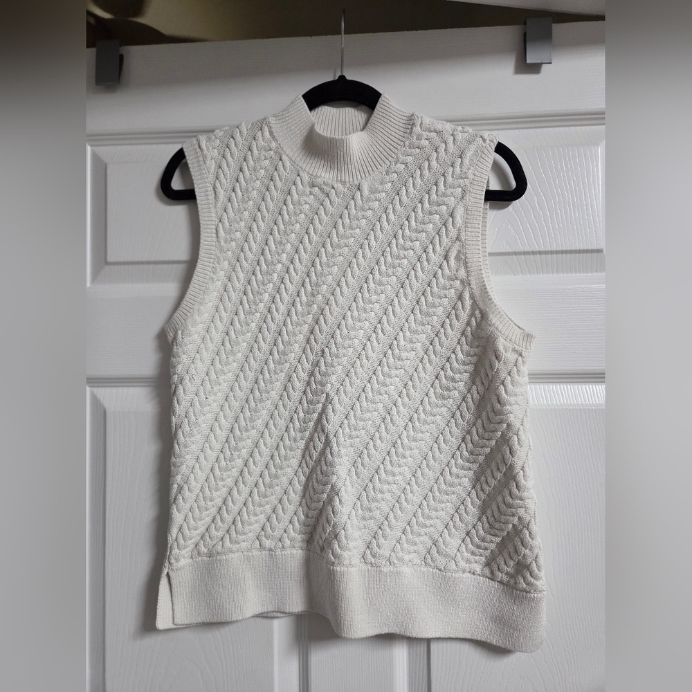 Talbots White Cable Knit Sweater